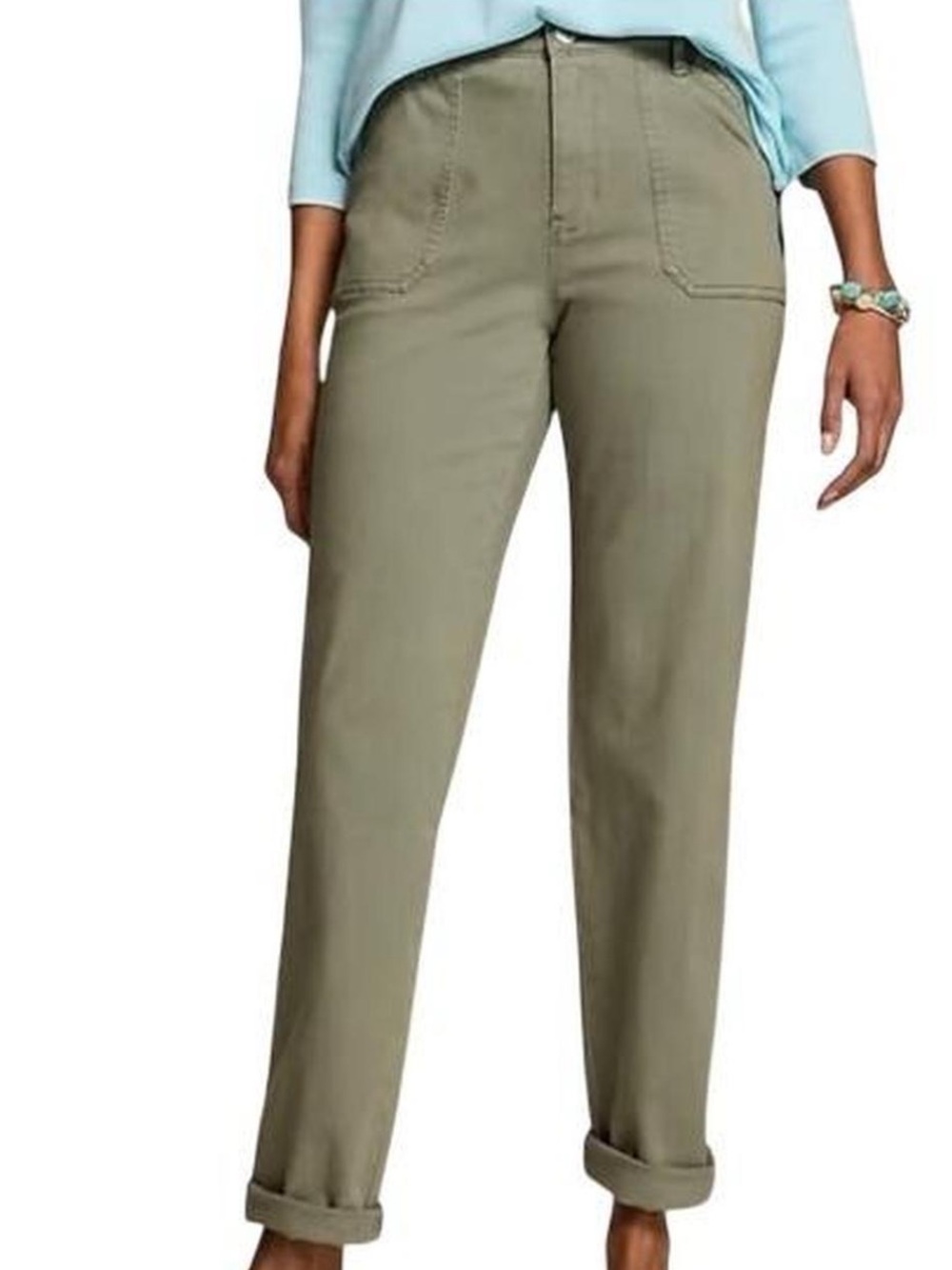 J.Jill 14 Olive Green High Rise Straight Leg Jeans